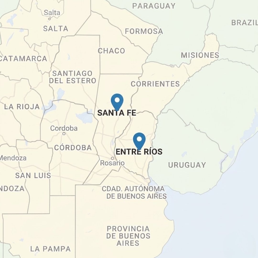 Mapa de cobertura Pick SAS — Santa Fe y Entre Ríos
